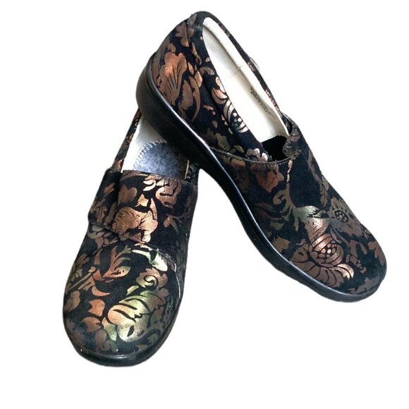 Alegria Lauryn  Metallic Floral Clogs/Shoes Sz 39 (US 8.5/9) #47A - Picture 1 of 8